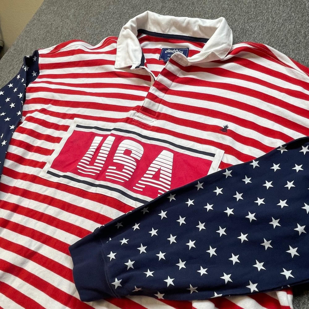 Chubbies "The Freedom Ring" Legacy Rugby Shirt Polo Men's XXL USA Stars Stripes